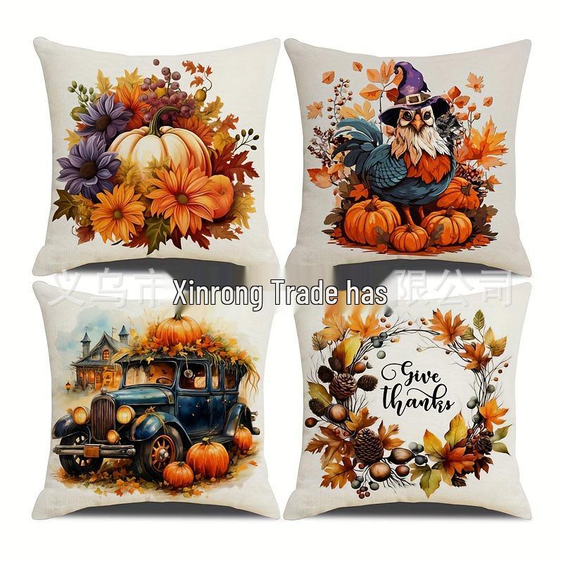 Autumn Pumpkin Pattern Pillowcases - Decorative Throw Cushion Covers