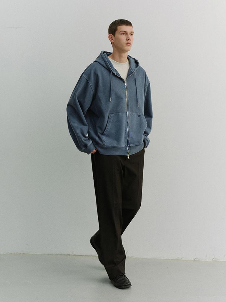 Dunst For Men Garment Dyed Zip-Up Hoodie_Unisex_Udts6A114_Navy