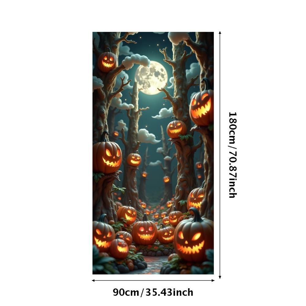 Jack O Lantern Banner Starry Sky Forest Theme Banner Pumpkin Banner Halloween Theme Spooky Decoration For Autumn Celebration