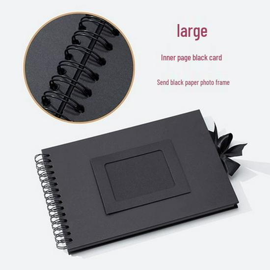 DIY Скрапбук з котушками для пари: Ручний Чорний Крафт Фотоальбом з Порожніми Сторінками