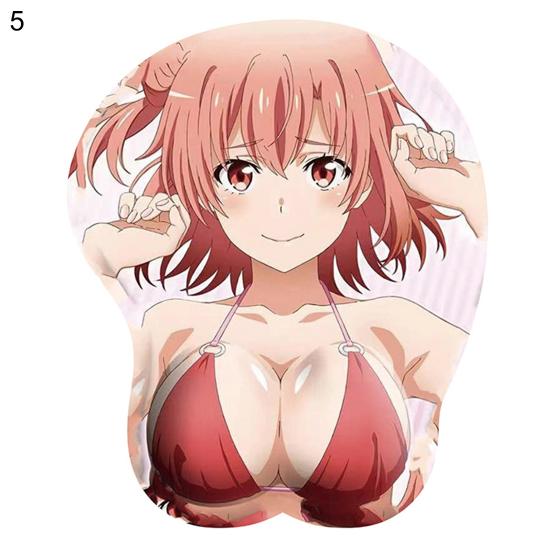 Anime Mouse Pad Chest Non-slip Cartoon 3D Sexy Rubber Mat Wrist Support Single