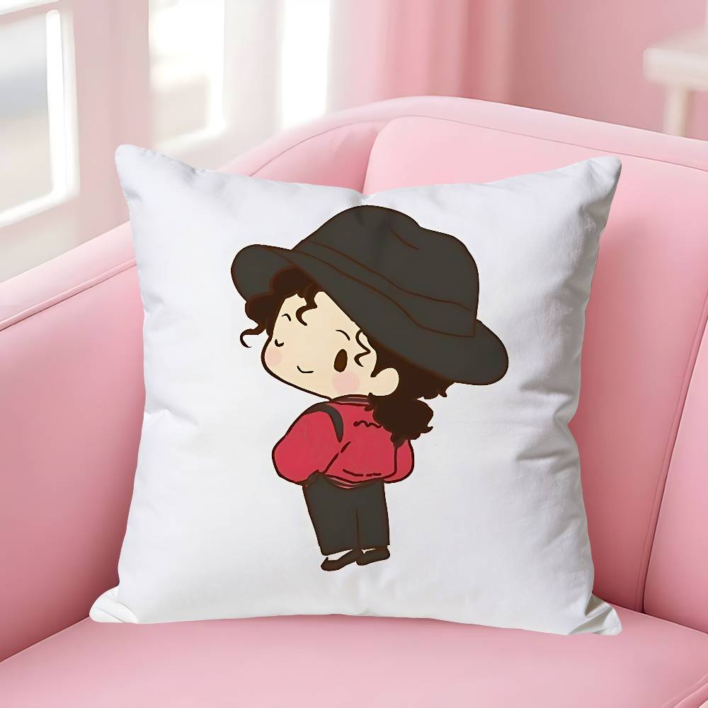 Lindas Fundas de Almohada Chibi de Michael Jackson para Dormitorio Sala de Estar Sofá Decoración del Hogar Funda de Cojín de Poliéster con Cremallera