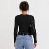 Knitted base shirt for women in spring and , with temperament and atmosphere, slanted collar top, moderate length, long sleeves