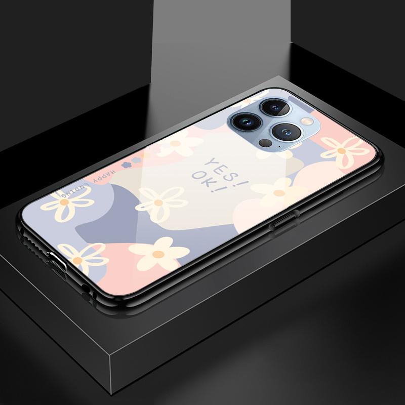 Tempered Glass Phone Case For OPPO Reno13 Reno14 Realme 11 12Pro 14 GTNeo6 C21Y C53 C75 OnePlus Nord2 NordCE3Lite Soft Edge Shockproof Smooth Shell