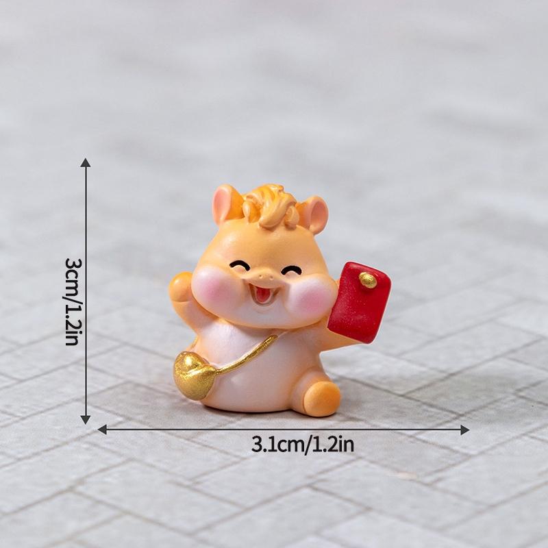 2026 New Year Resin Pony Decoration Ornament Mini Car Desktop Ornament New Year Birthday Blessing Gift Spring Festival Crafts