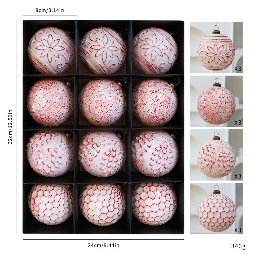 

12PCS Plastic Christmas Ball Set Multicolor Xmas Baubles Retro Christmas Tree Balls Window display красный