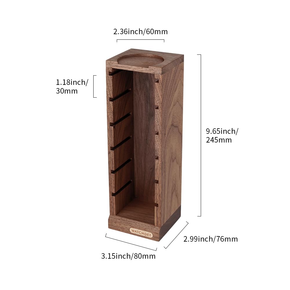 watchget Portafilter Basket Stand, Portafilter Basket Storage Rack, Espresso Pack Screen Storage, Coffee Tool, Fits 58mm Portafilter Baskets, Walnut