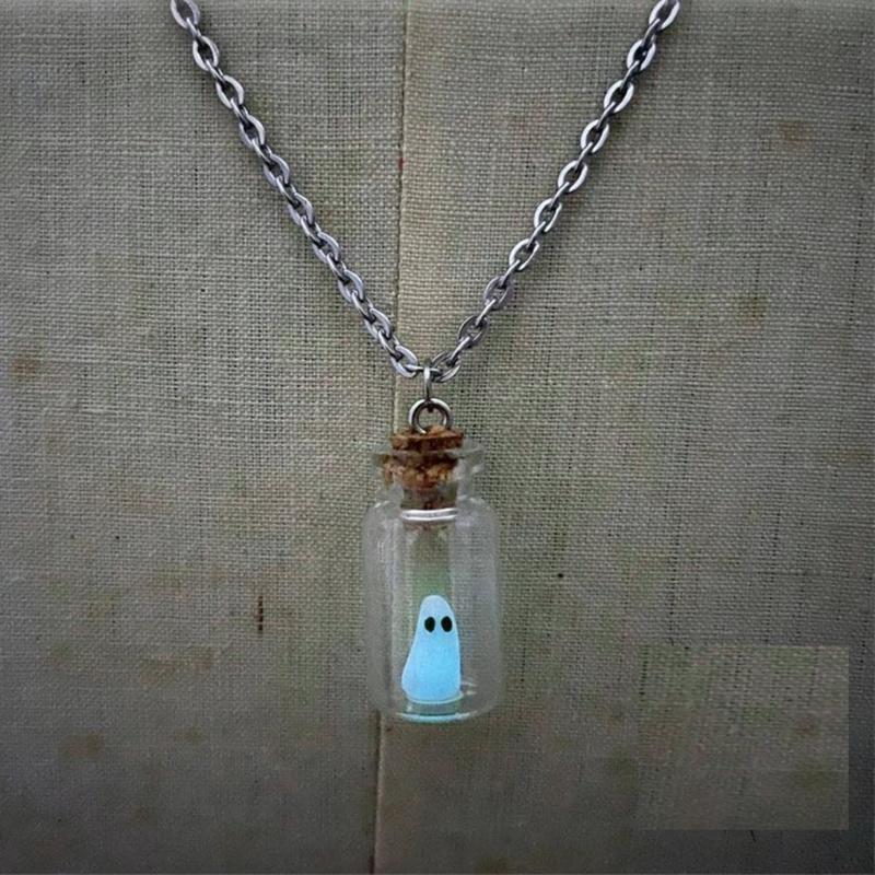 Spirits In A Bottle Pendant Necklace Halloween Adjustable Length Clavicular Chains Women Men Costume Accessory Jewelry