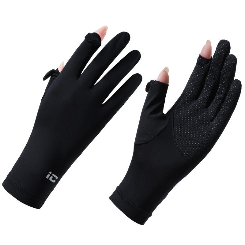 Women's Ice Silk Sun Protection Gloves - Lightweight, Breathable, Anti-Slip, UV Shield for Summer Cycling.