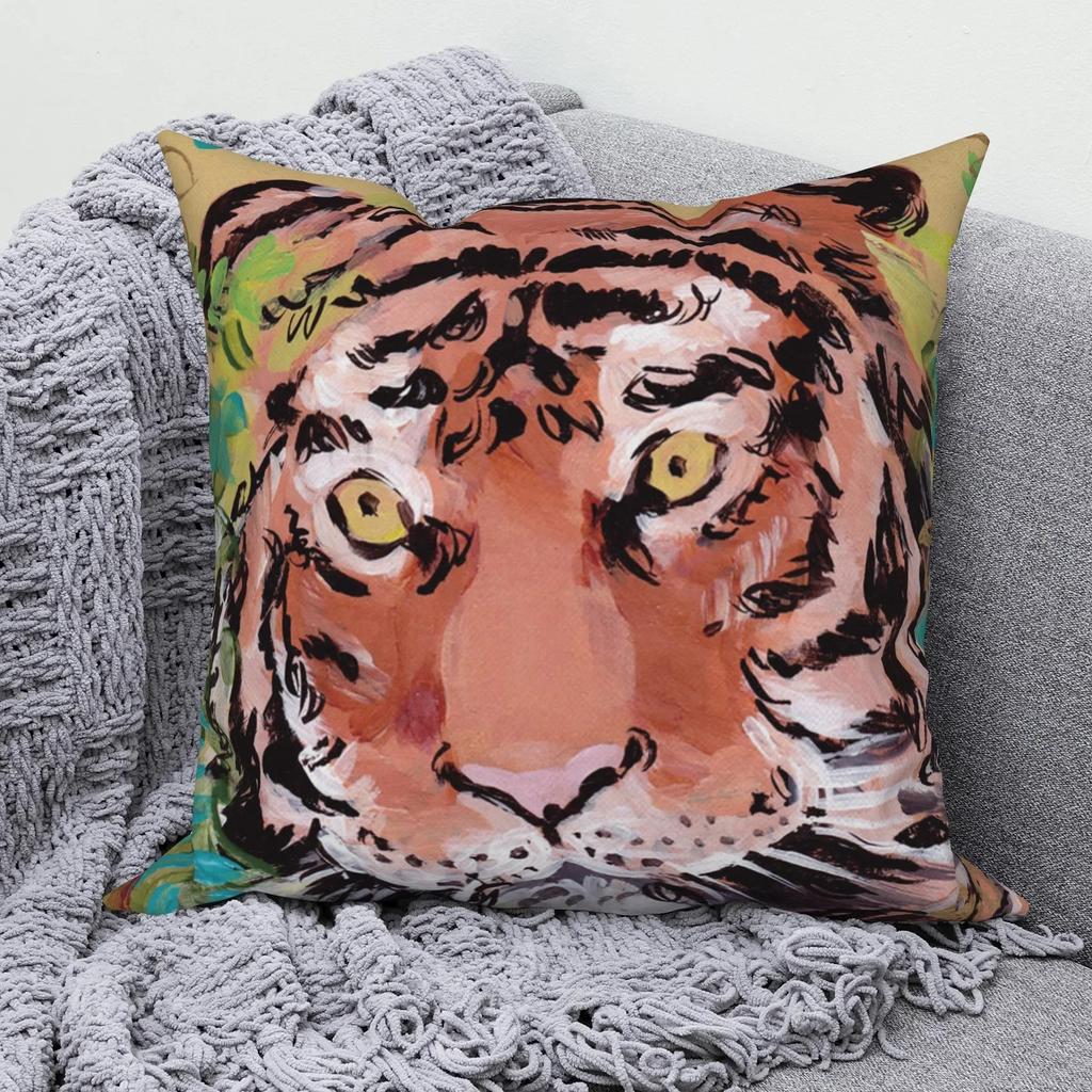 Jungle Tiger Pillowcase Bedroom Home Decoration Living Room Sofa Cushion Cover Car Office Seat Lumbar Cushion Cover