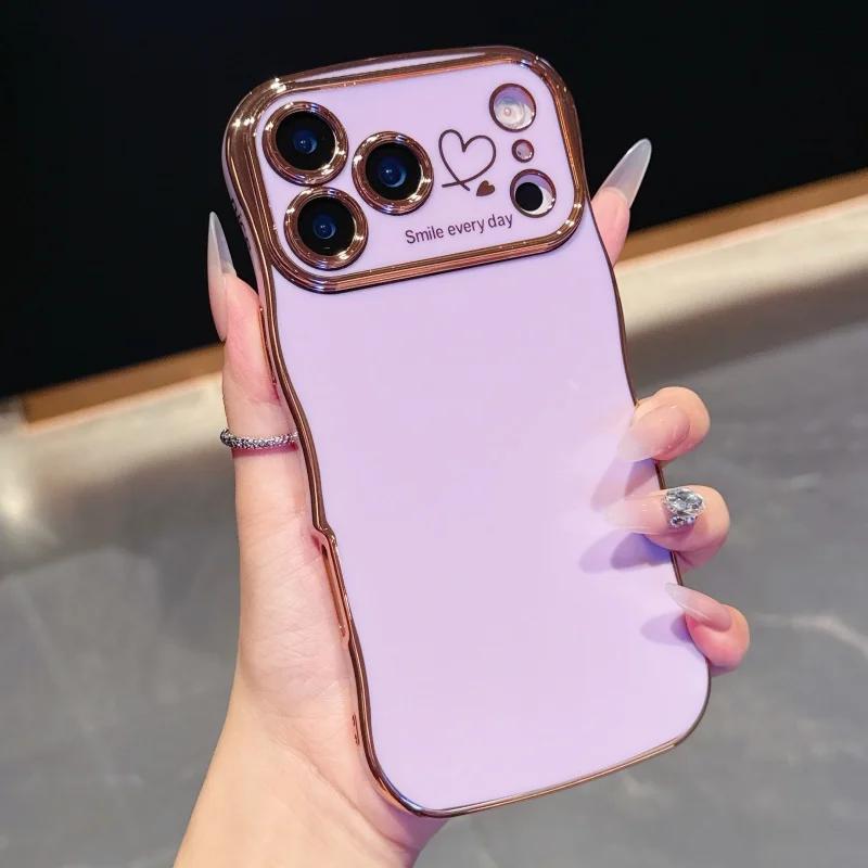 Electroplating Love Design Phone Case for iPhone 17 pro Max 17 Air 16 15 14 plus 13 12 11 pro Max with Lens Shockproof Bumper