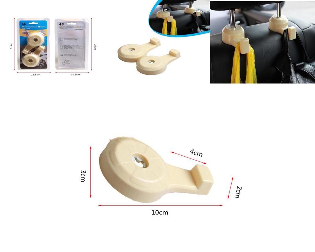 Elegant Beige Plastic Auto Car Seat Headrest Hook Multifunction Organizer For Storage