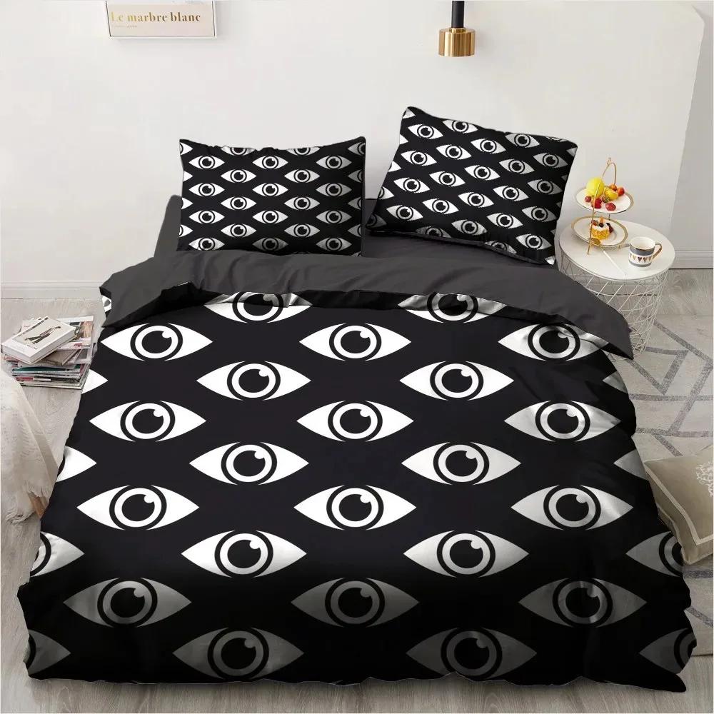 3D Evil Eye Duvet Cover Set Design Magic Drawing Eyes Bedding Sets Blue White Bedclothes King Full Twin Quilt Cover Queen Size
