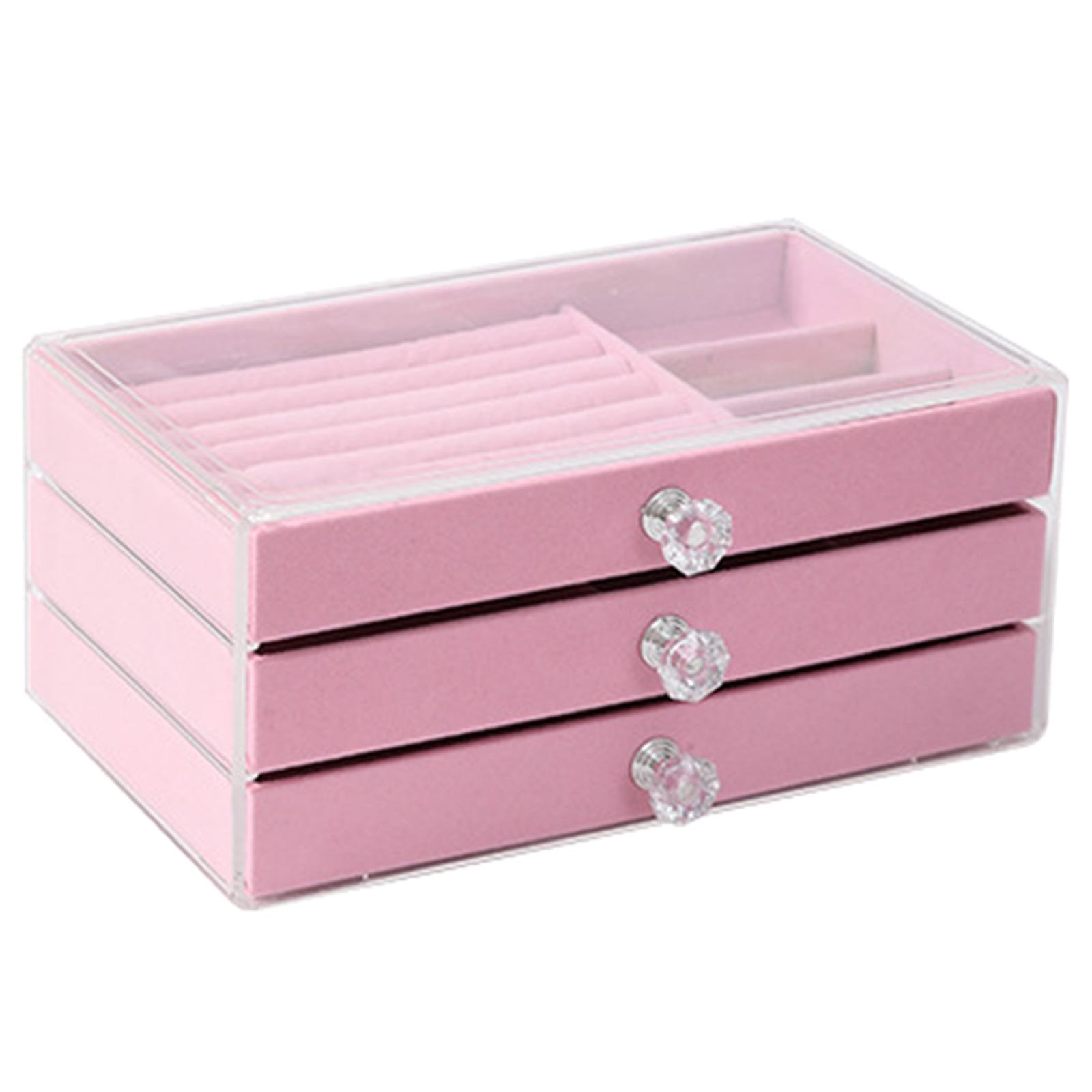 

Versatile Display Stand Retail Jewelry Organizer Jewellery Rack Holder Clear Drawer Jewelry Storage Box Ornament Shelf розовый