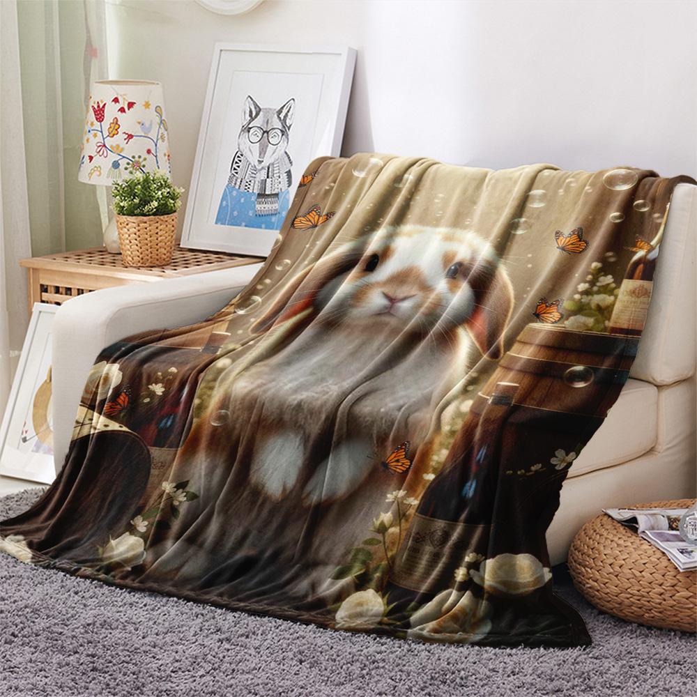 1PC Cute animals Print Flannel Blanket, High quality Comfortable for All Seasons, Home Decor, Warmth and Comfort