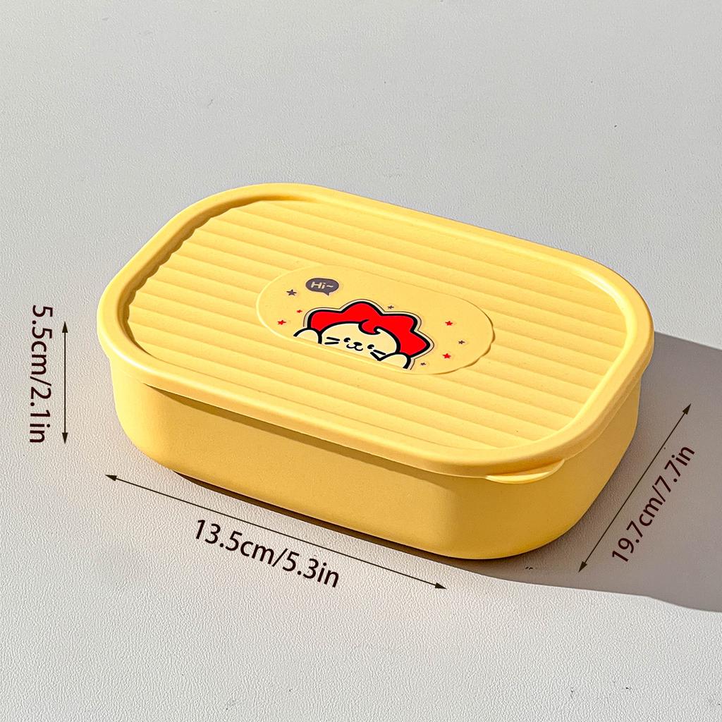 3-Compartment Cute Plastic Lunch Box Portable Detachable Fruit Salad Food Container Divided Bento Box Microwave Safe