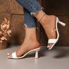 Fashion Sandals Summer New Temperament Square Toe Open Toe Woven Strap Clear Pop Foot Non-slip Wear-resistant Stiletto Heels