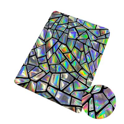 1yard Silver Colorful Geometric Diamond Laser Sequin Velvet Fabric African Embroidered Fabrics for Dresses DIY Stage Costume