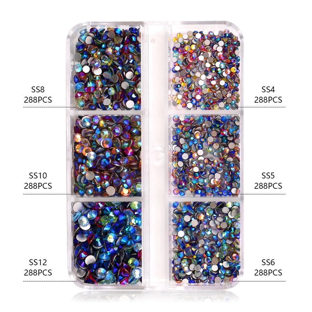 Ss4-Ss12 Boxed Nail Art, Flat Bottom Rhinestone Diy Nail Art Diamond Nail Decorative Accessories 1728 Pcs