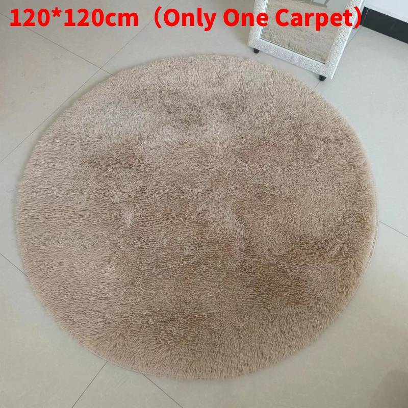 Round Rug For Living Room With Silk Wool Material And Tie Dye Pattern For Home Decor