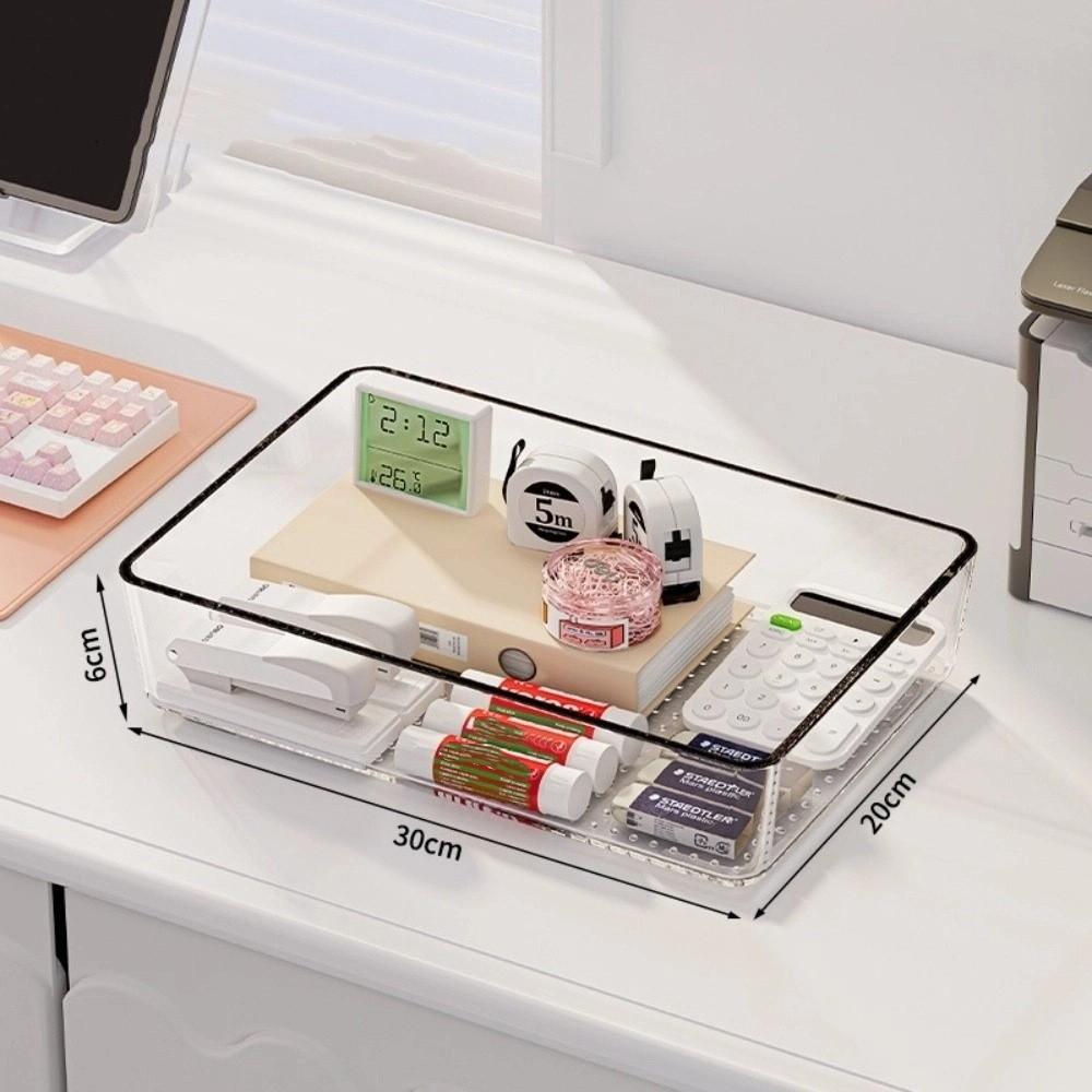 Transparent Desk Drawer Organizer PET Opening Design Desktop Storage Box Stackable Design Multifunction Cosmetics Storage Rack