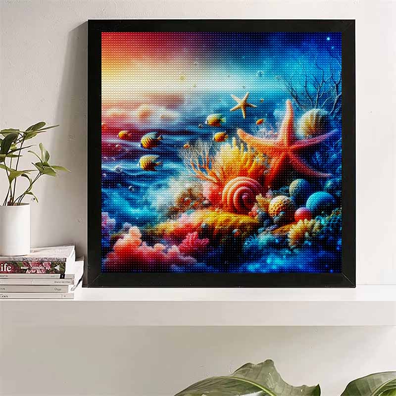 New Arrival 5D DIY Full Circle Diamond Painting "Undersea Animals and Plants" Embroidery Cross Stitch Home Decor Gift