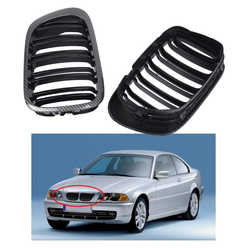 2Pcs Front Upper Chrome Frame Kidney Grilles Car Exterior Parts for BMW