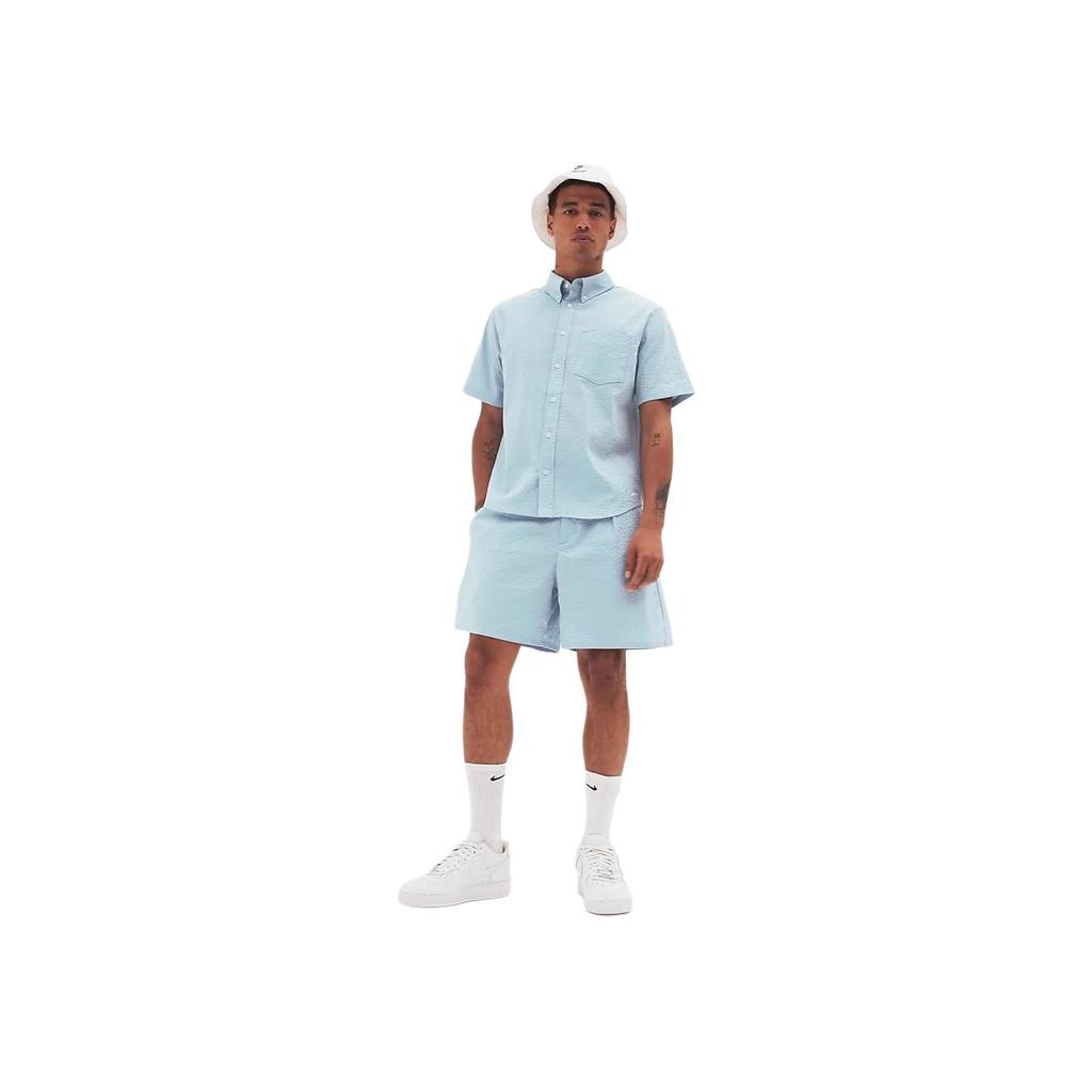 Nike Life Jednoprzyciskowa Wygodna Wszechstronna Codzienna Miękka Koszula z Krótkim Rękawem Męskie koszule Jasnoniebieski Wojskowy FN3223-440