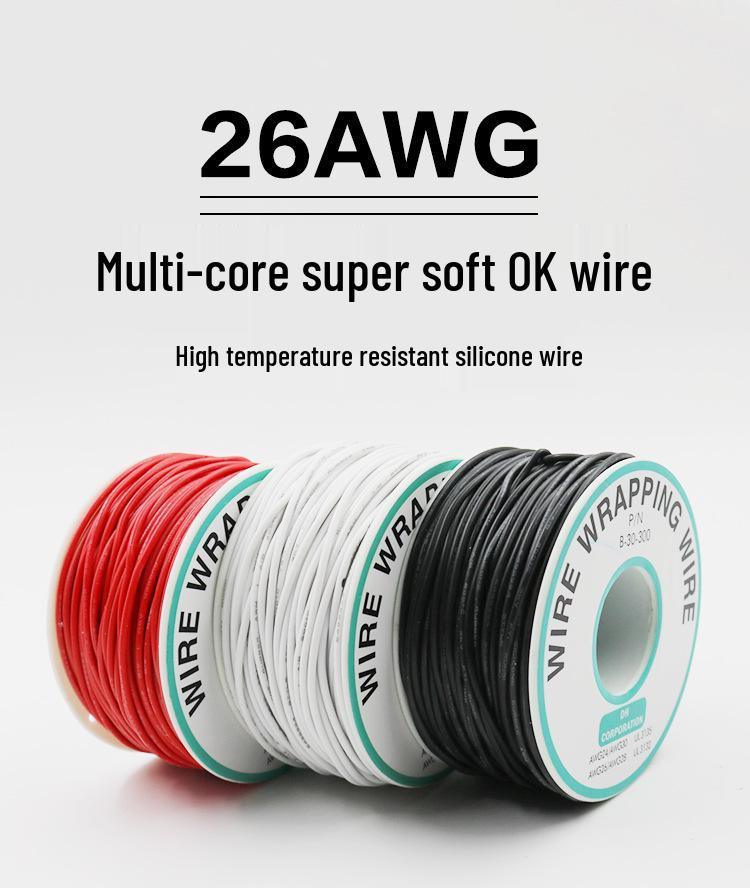 

Super Soft High-Temp Silicone PCB Jumper Wire, 26AWG, Multi-Strand Tinned Copper білий