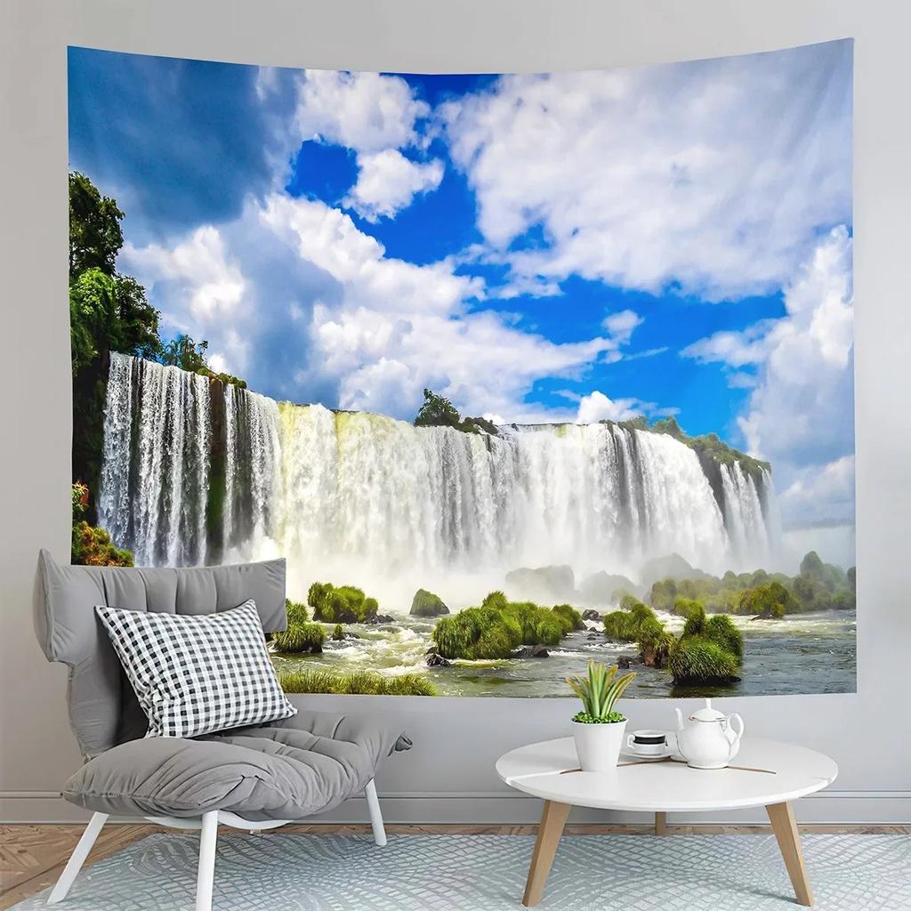 Tropical Forest Waterfall Tapestry Office Living Room Decoration Home Wall Tapestry