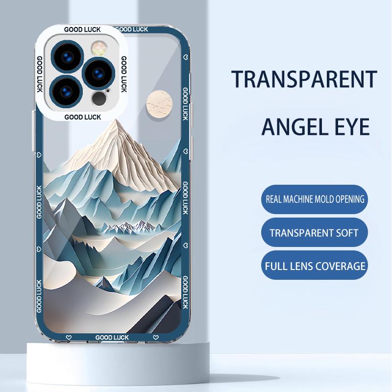 Apple 11 oil painting landscape iPhone art case for 12/13/14 transparent design featuring seaside sunrise for MAX model