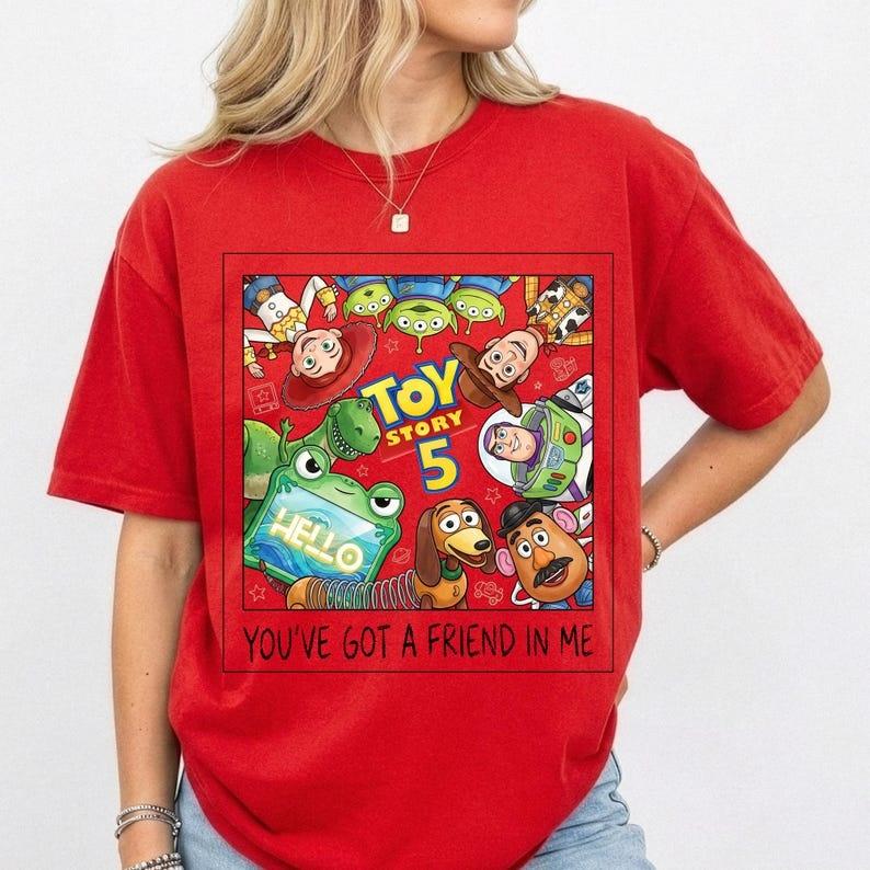 Toy Story 5 Vintage Graphic Tee Retro Cartoon Characters Group Photo Youve Got A Friend In Me Short Sleeve Tshirt