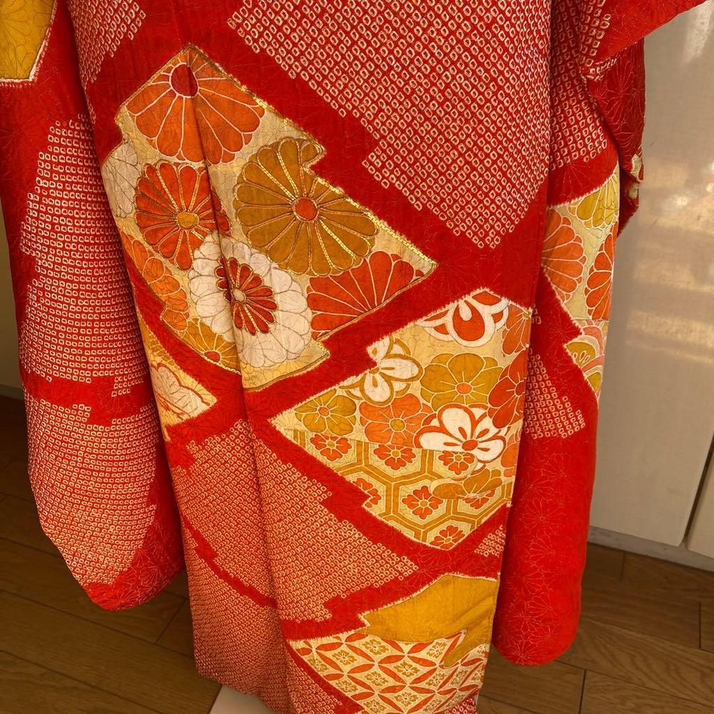 Used Furisode, coming-of-age ceremony, wedding ceremony, shibori