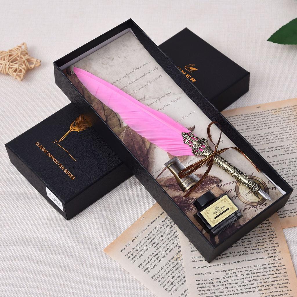 Federkiel, Tintenfass-Set, Füllfederhalter Klassischer Schreibstil Weihnachtsgeschenk