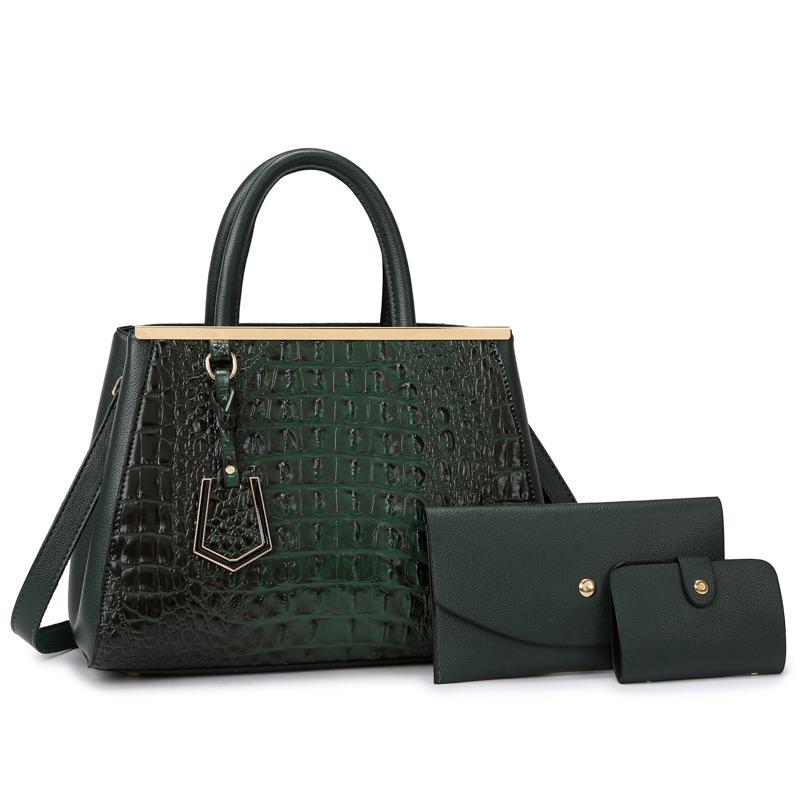 Crocodile Pattern Portable Tote Bag Women's Bag New Fashionable Large-capacity Shoulder Bag Light Luxury Texture Three-piece Messenger Bag