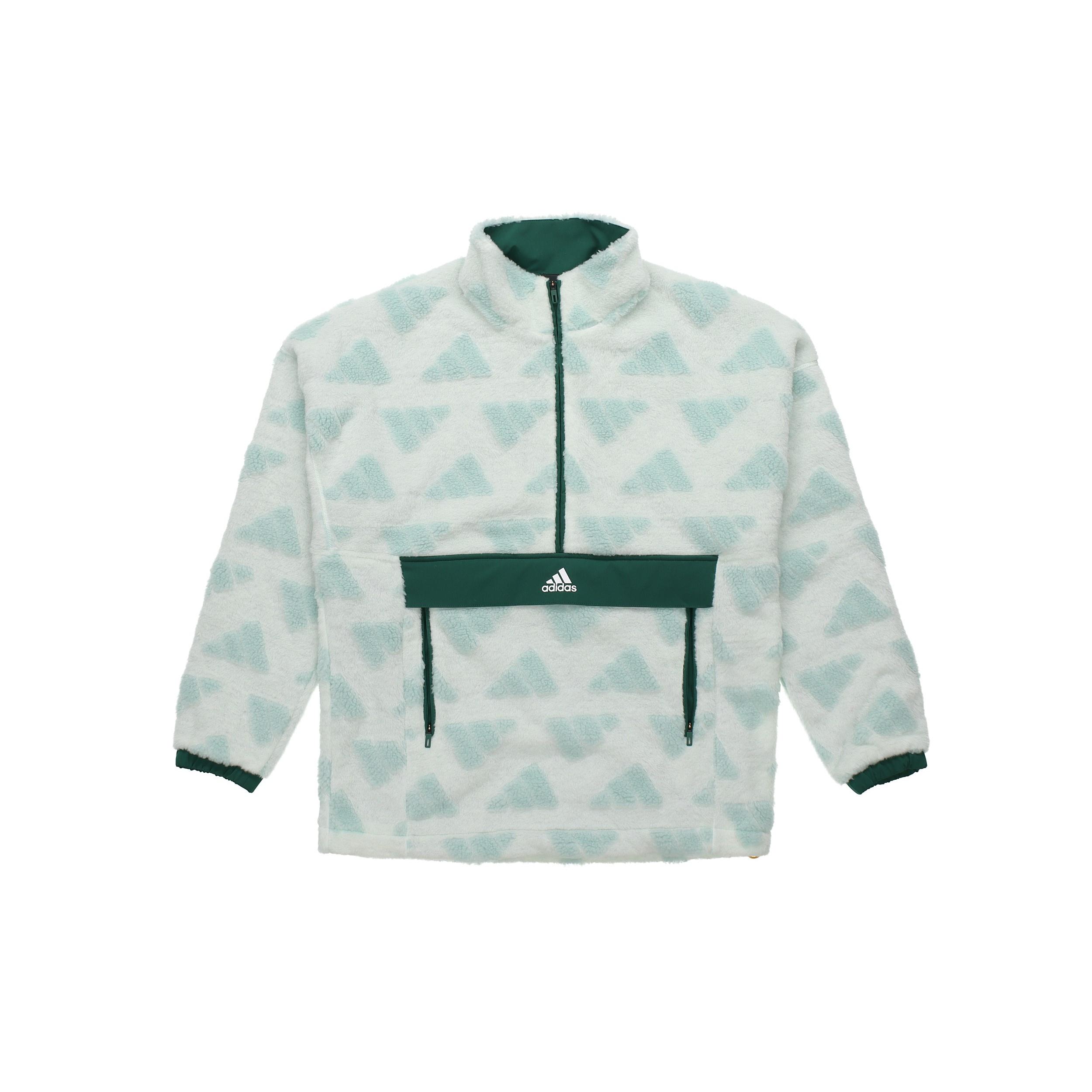 adidas Sport Performance Stay Warm Windproof Stand Collar polar fleece Pullover Jacket Green Men s GM4441 S