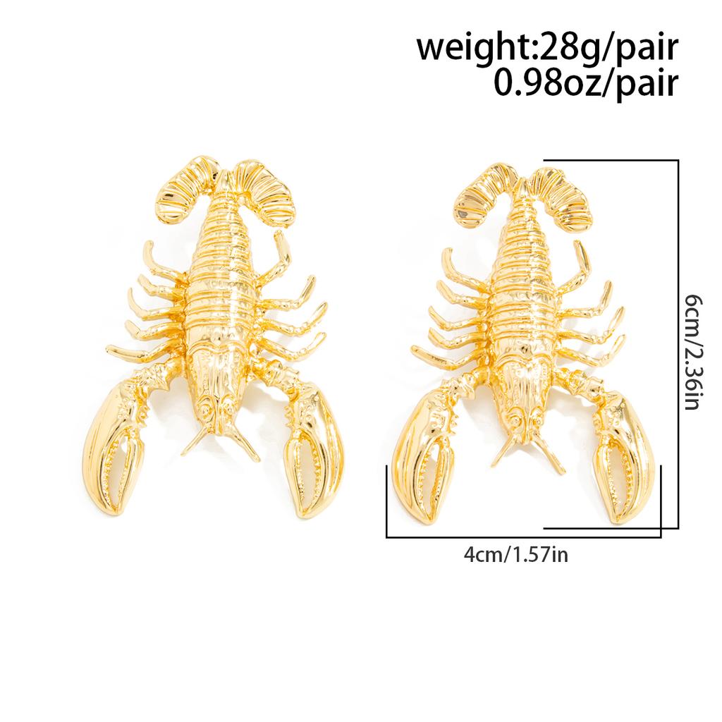 Ingemark Vintage Creative Crayfish Metal Stud Earrings for Women Punk Trendy Geometric Piercing Earrings Ear Jewelry Accessories