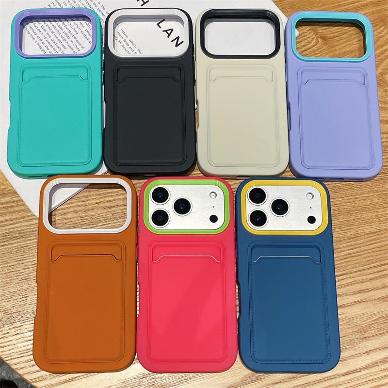 Creative Card Slot iPhone 12-17 Case with Liquid Skin Feel - Cross-Border Design