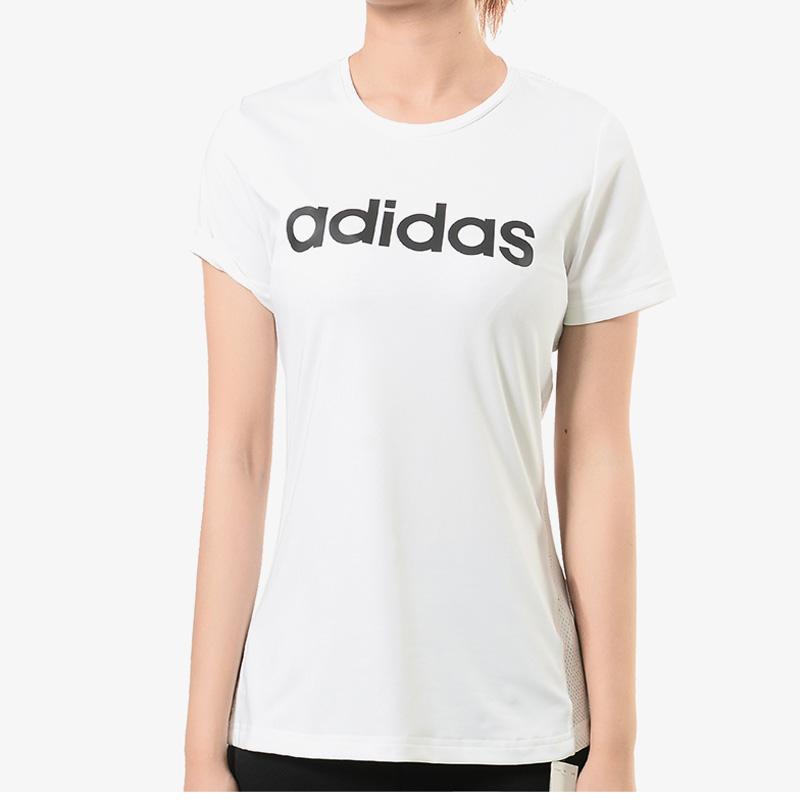 Adidas T Shirts Women's White Crew Neck Thin Straight Fit DU2080