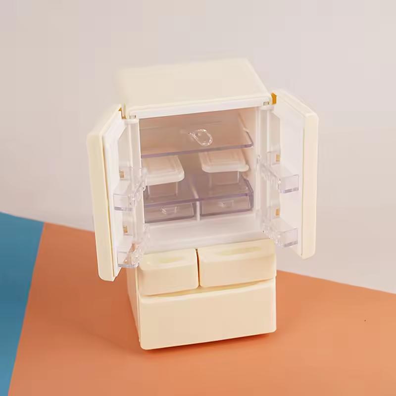1Pcs Playhouse Toys 1: 12 Doll House Cartoon Mini Refrigerator Model Miniature Food Play Kitchen Scene Pocket Furniture Model