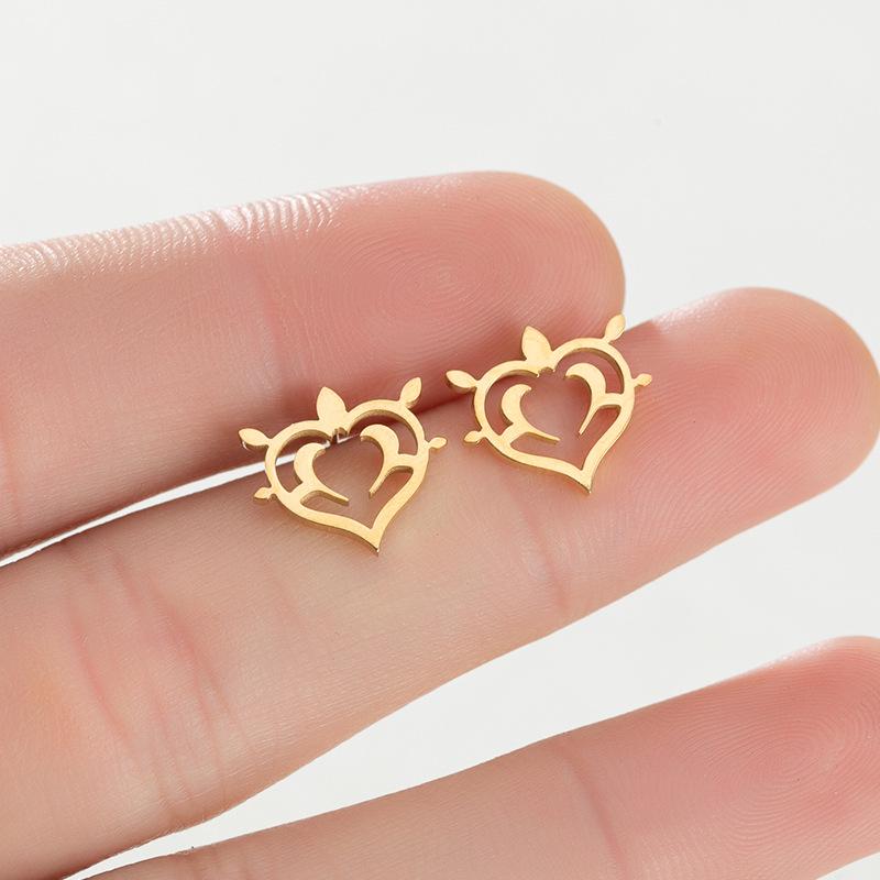 Unisex Stainless Steel Punk Musical Note Earrings with Whirlwind Design