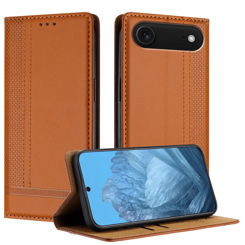 For iPhone Air Case L-Shaped Grid Pattern Leather Stand Phone Cover with Card Slots