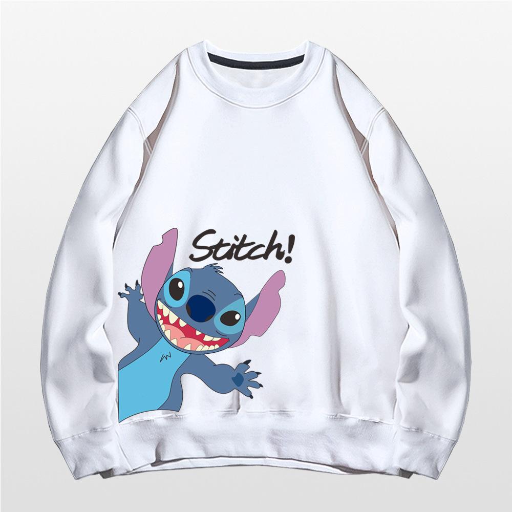 Stitch Crew Neck Sweater Men's and Women's Trendy Brand Autumn Animation Cute Couple Loose Shoulder Clothes