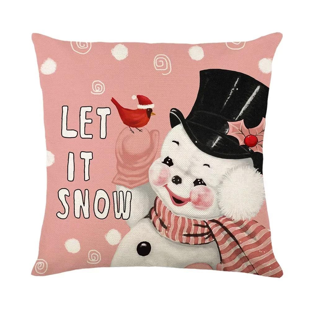 Christmas Day Party Decoration Pillowcase Santa Claus Dwarf Snowman Print Pillow Cover Sofa Room Home Decoration Christmas Gift