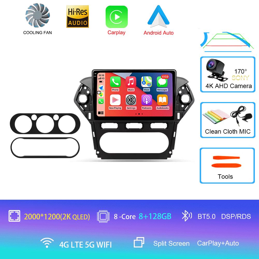 Car Radio Android 14 Carplay Auto For Ford Mondeo 4 Mk4 2010 - 2014 Navigation GPS Multimedia Player Stereo wifi+4G BT Video DVD
