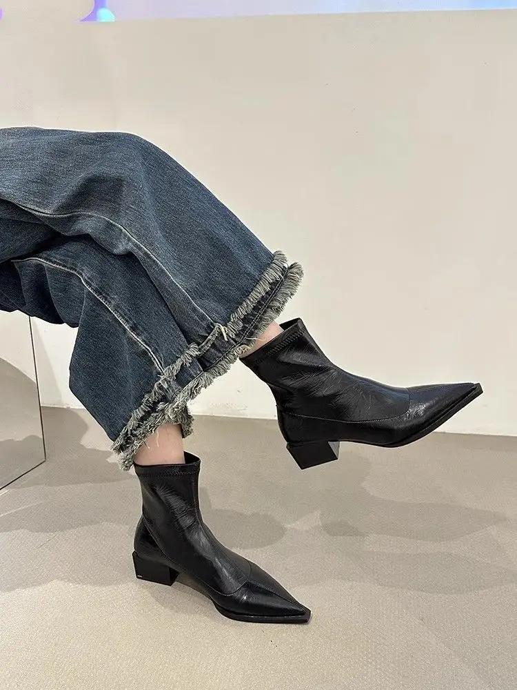 Fashion Soft Woman Short Shoes Plain Solid Color Y2k Footwear Designer Luxury Sale Booties Hot High Quality Autumn Ankle Boots for Women