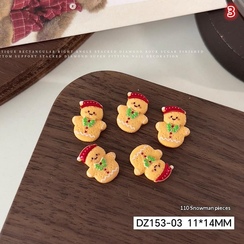 10 ks Kawaii Vánoční perníček los pryskyřičné ozdoby na nehty kreslené kreativní žlutý medvídek sněhulák dekorace na nehty DIY nehty