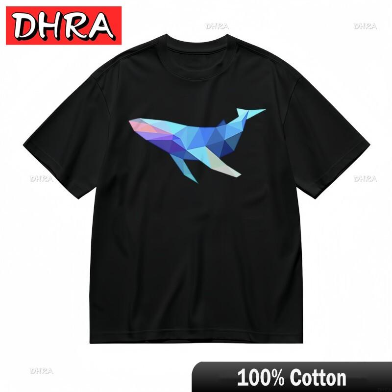 

Unisexs Trend Classic TShirt Low Poly Blue Purple Whale Design 100 Cotton Tee Chic Unique Clothing Tees for Gym Shirts Women S