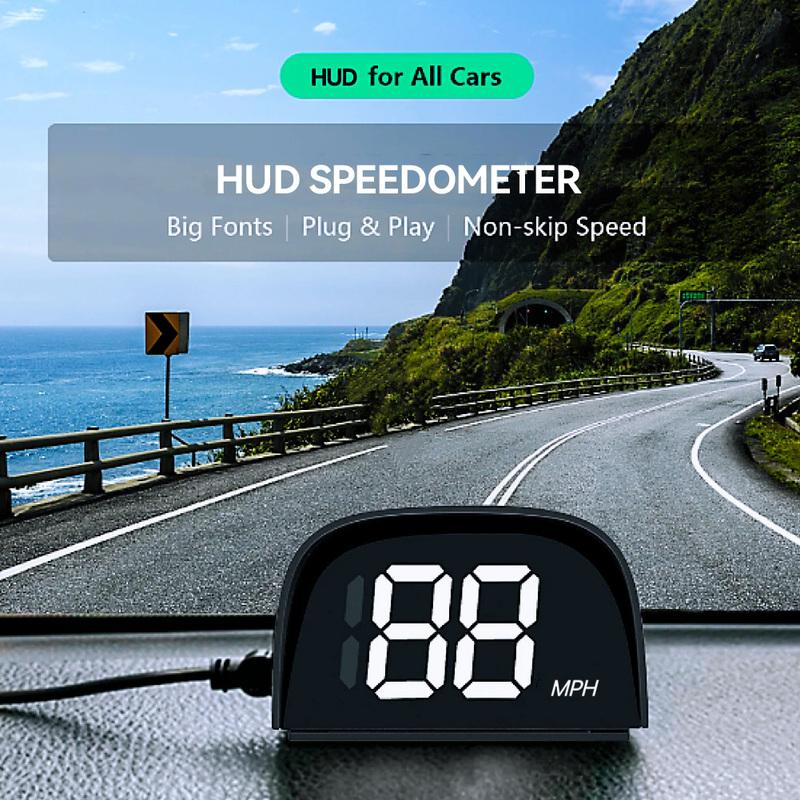 GPS HUD Head Up Display GPS Speedometer KMH/MPH HD LCD Display Plug and Play Car Speed Display Satellite Velocimeter
