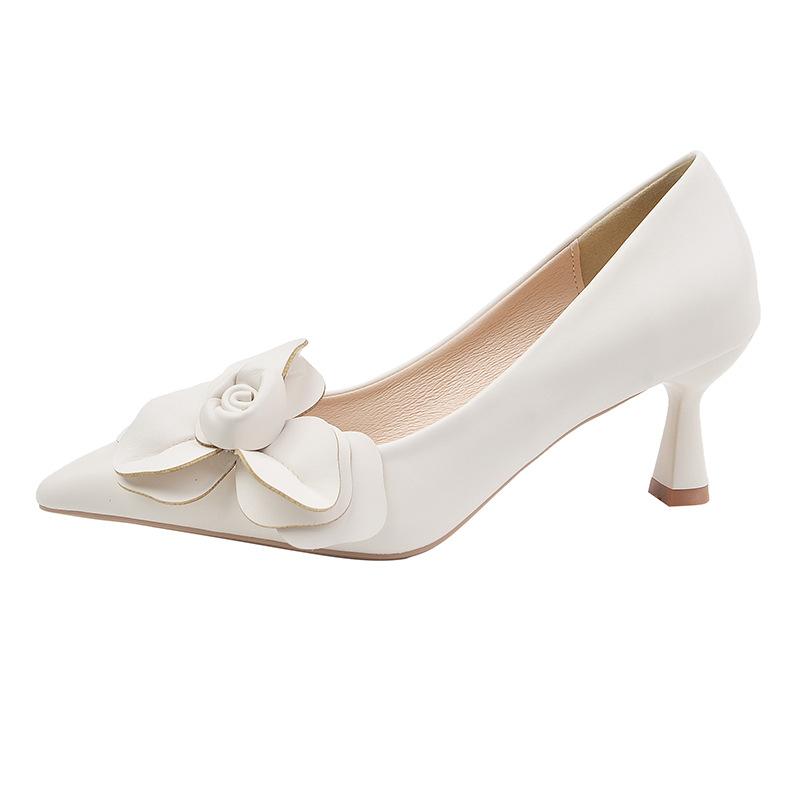 Fashion Sexy Luxury Women's Pumps 2025 New Bow Fashion Dress Women Shoes Flowers Party Single Shoes Pointed Toe Women High Heels